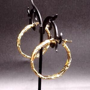 18k Gold Plated Boho Braided Twisted Hoop Dangle Earrings Lever Back Womens Gift